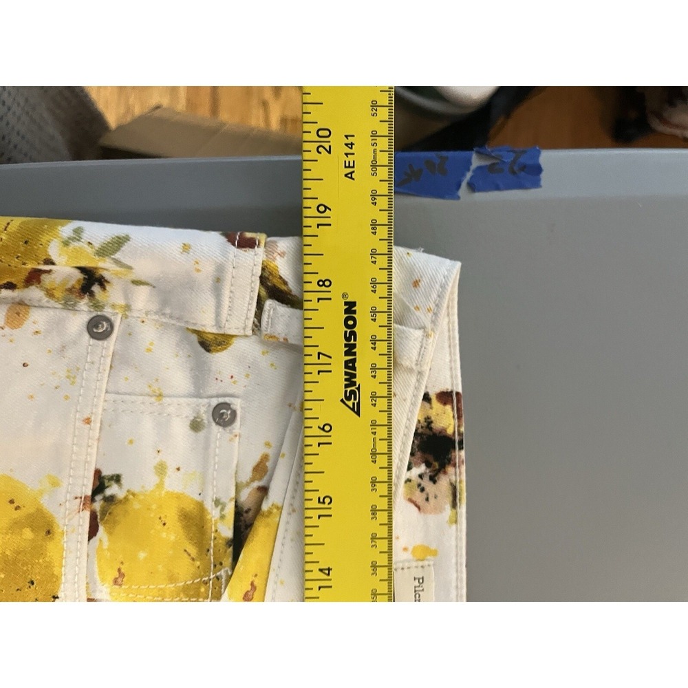 Pilcro Anthropologie Lemon Print High Rise Bootcut Jeans Womens 33 White NEW - Picture 8 of 16